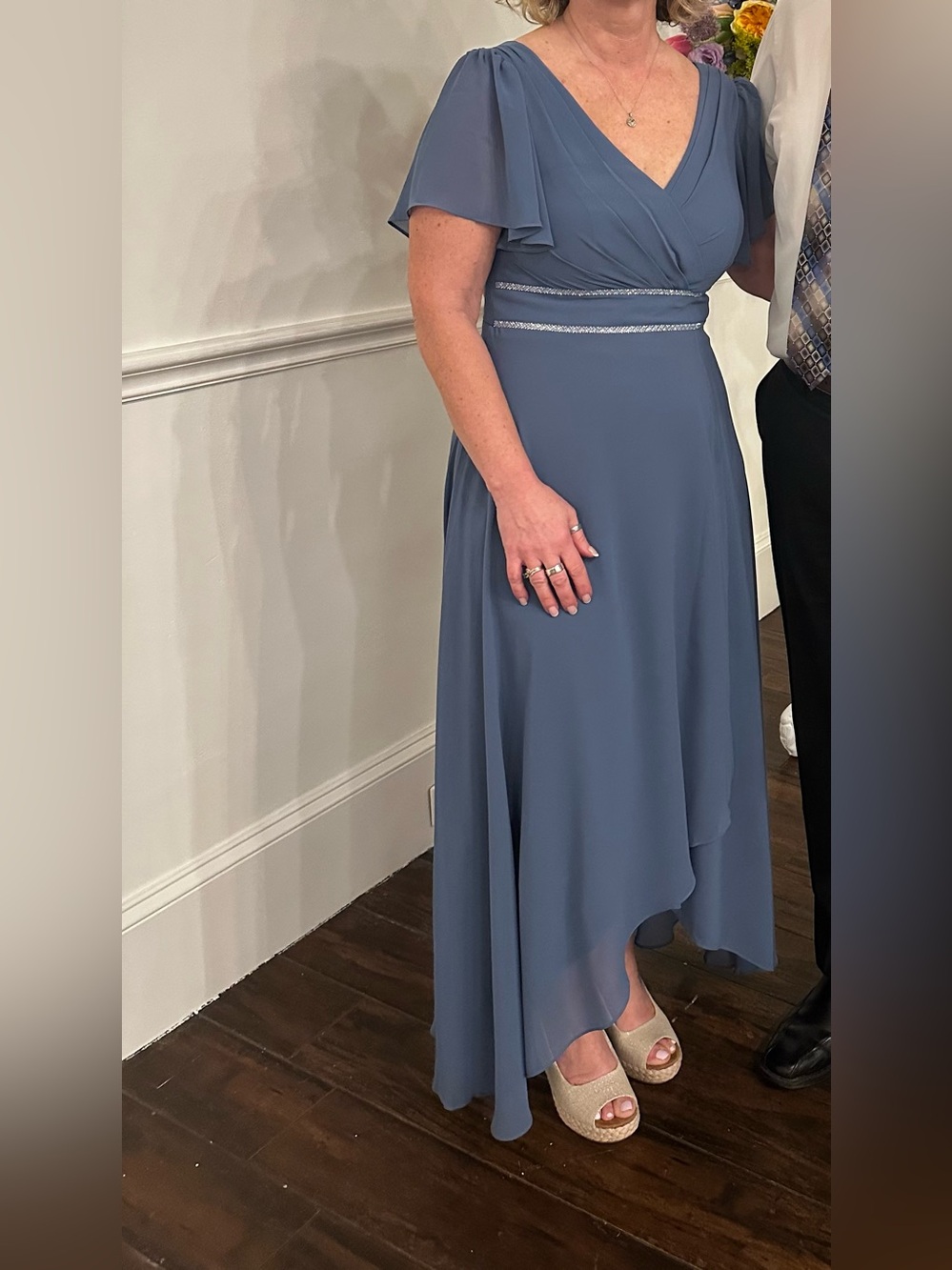Ever Pretty Slate Blue High-Low Evening Dress